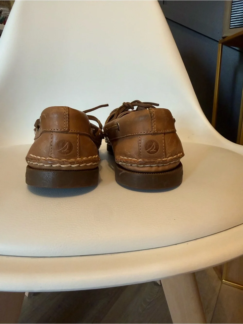 ☀️🌊 Sperry Men’s Tan Leather Boat Shoes with Moc Toe NWOT- minor scratches-
